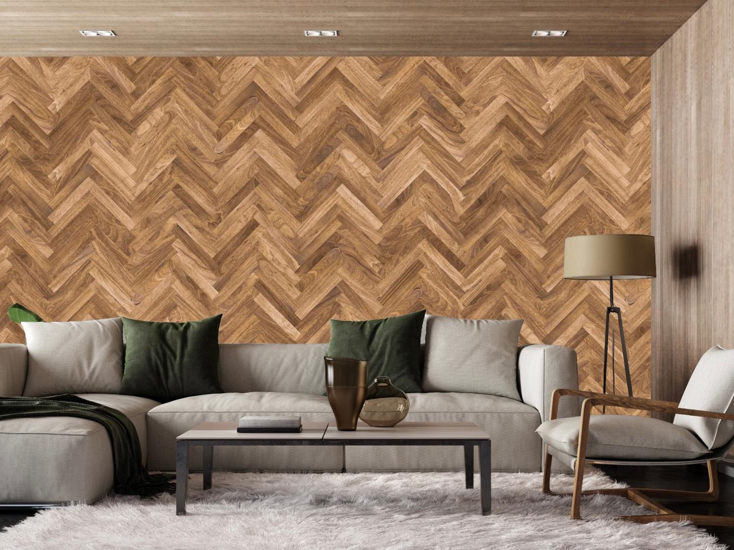 Wallpaper wooden herringbone rust
