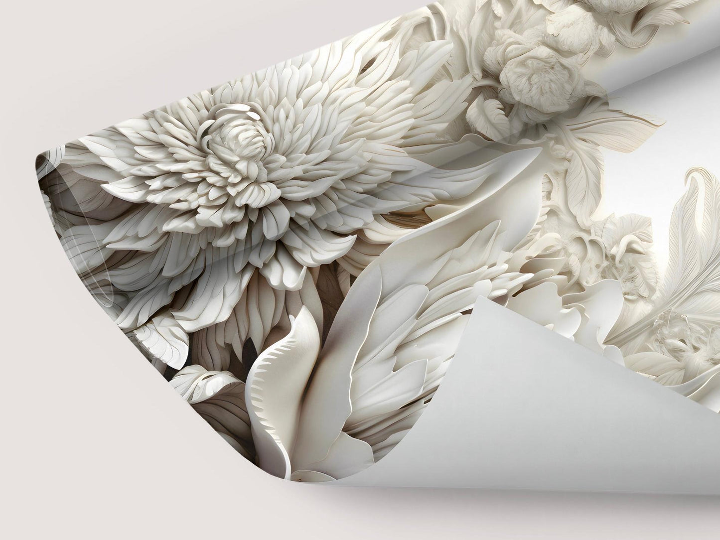 Wallpaper 3D Floral Ivory