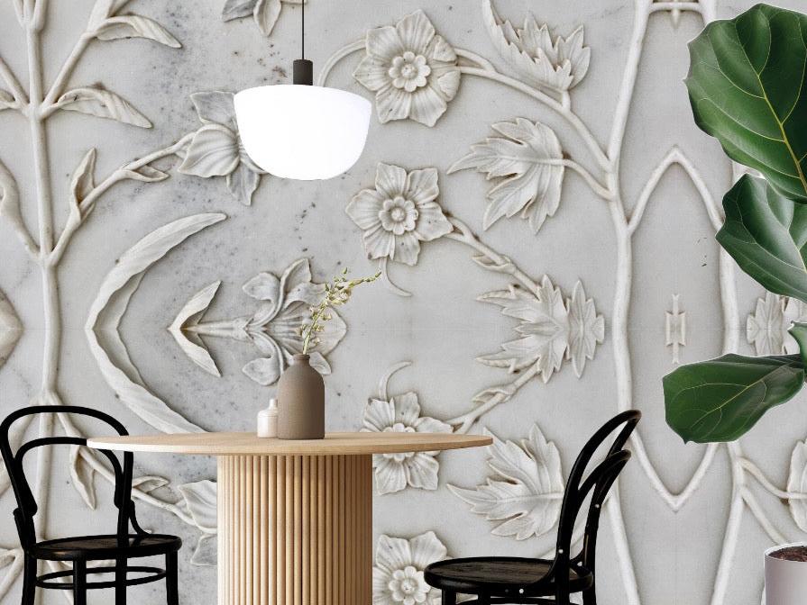 Wallpaper vintage stone floral