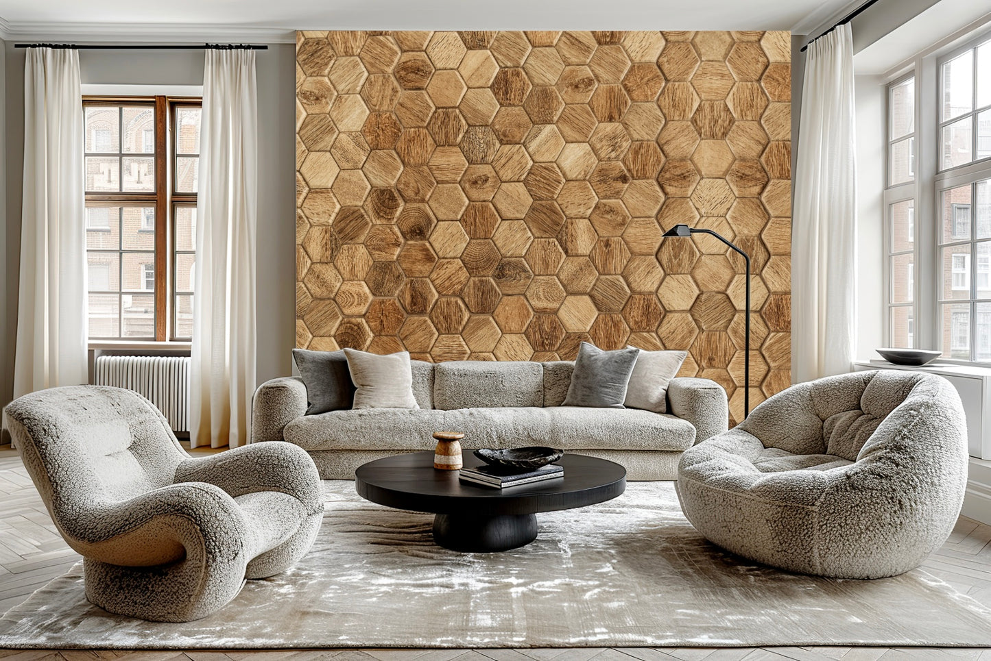 Wallpaper wooden honeycomb