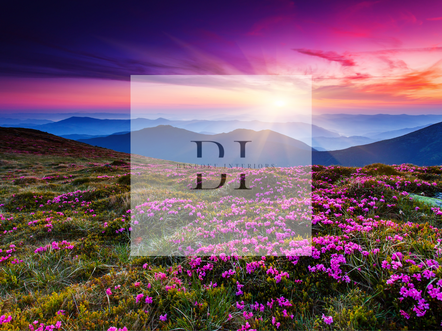 Wallpaper Mountain Floral Landscape