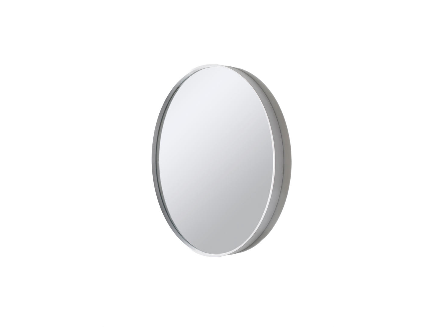 Deep Frame Round Mirror White