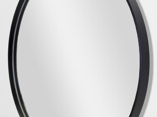 Deep Frame Round Mirror Black