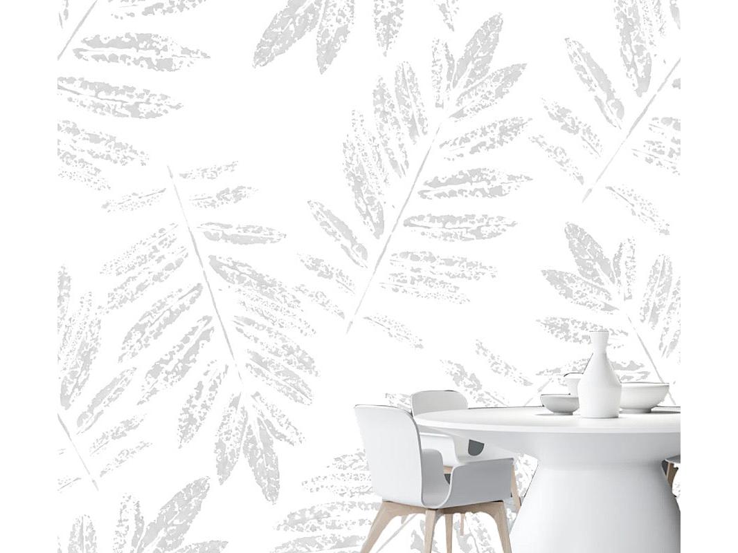 Wallpaper Fern Leaf Grey