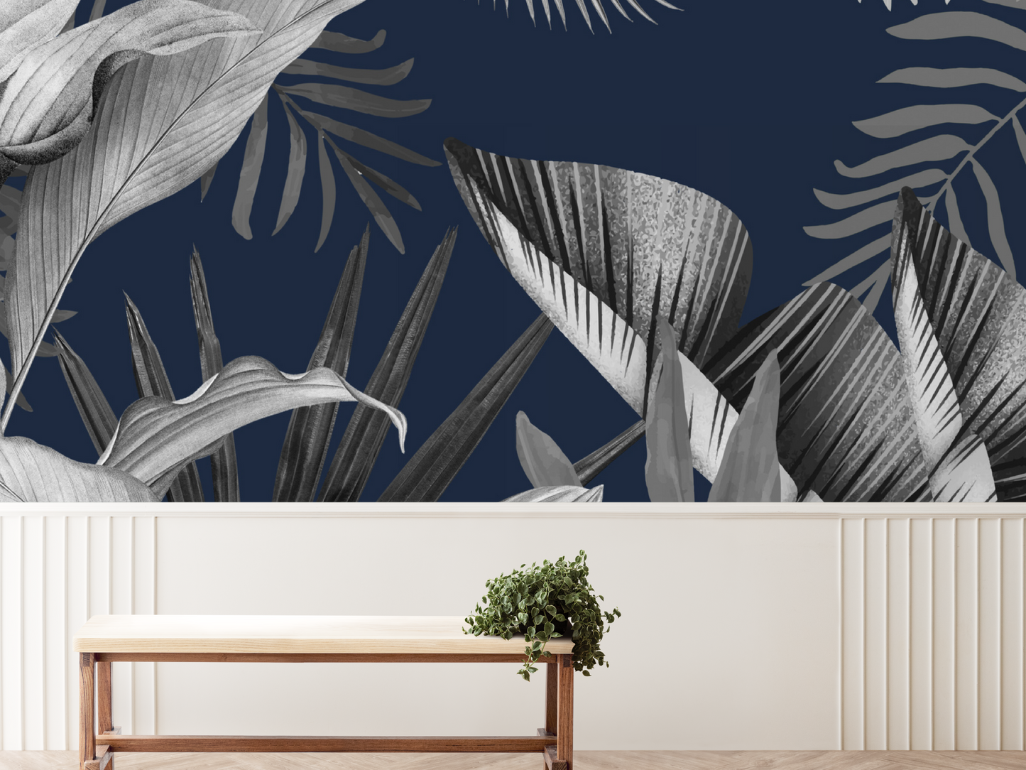 Wallpaper Palm Leaf Black & White
