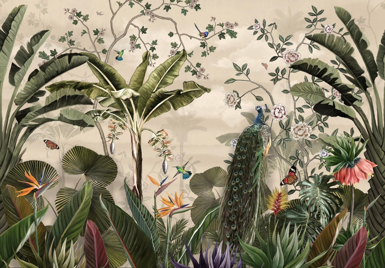 Wallpaper Peacock Strelitzia Mural