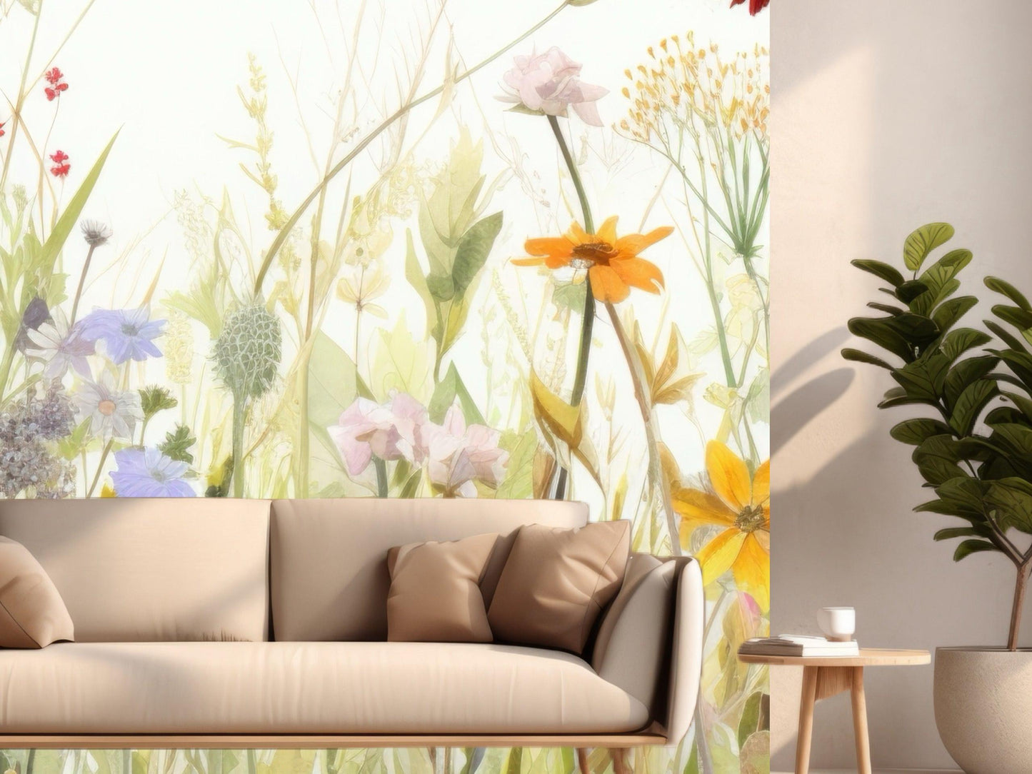 Wallpaper organic elements of floral