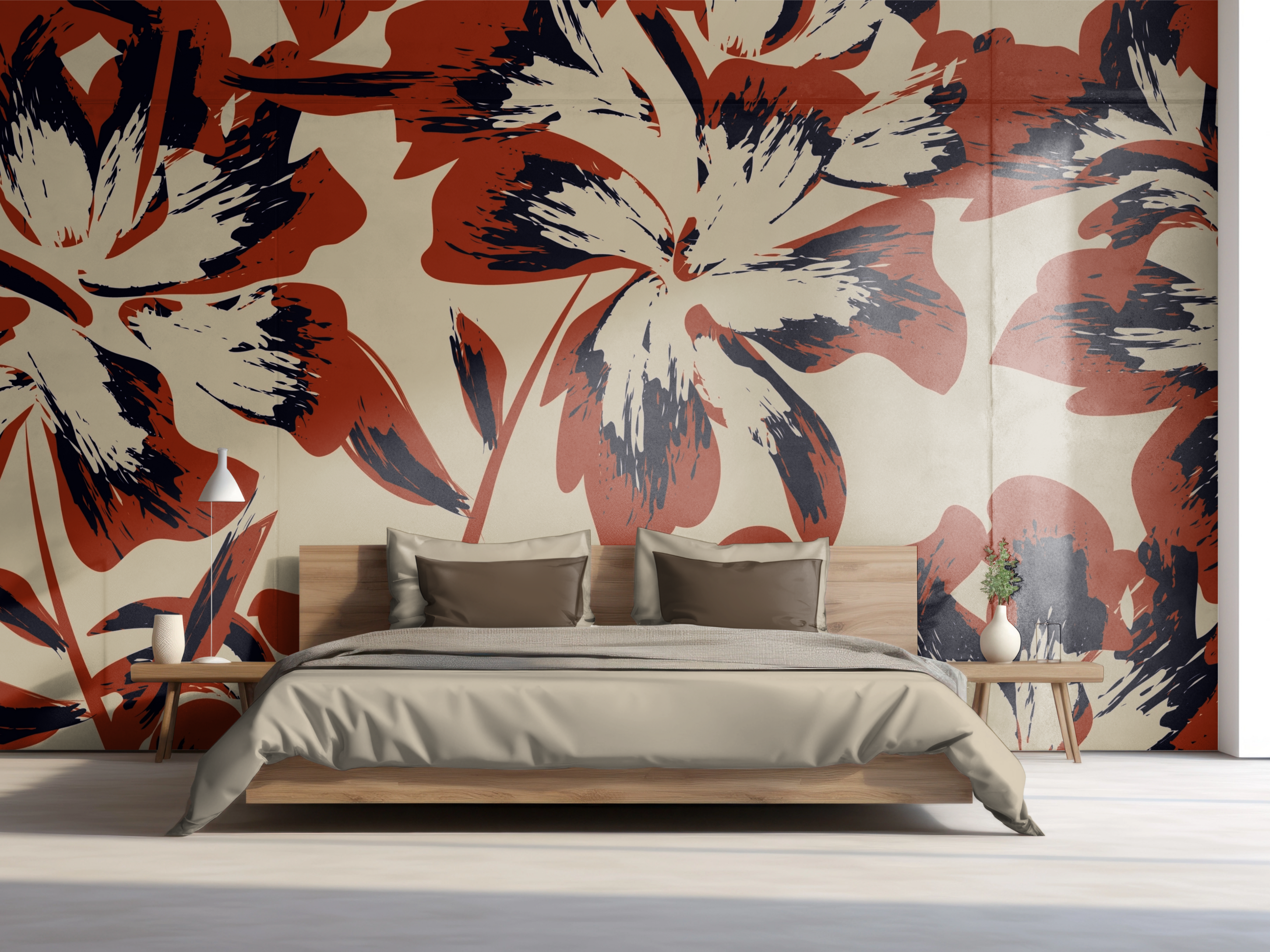 Panelled Wallpaper Focal Blooms