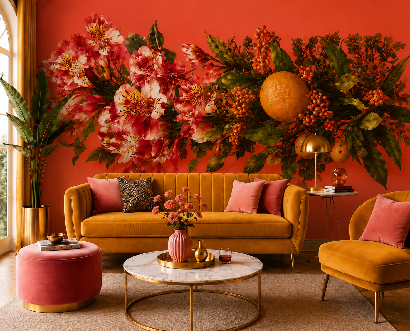 Wallpaper Golden Reverie in Midnight Botanica