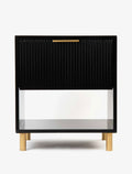 Florence Fluted Bedside Table - Pepper