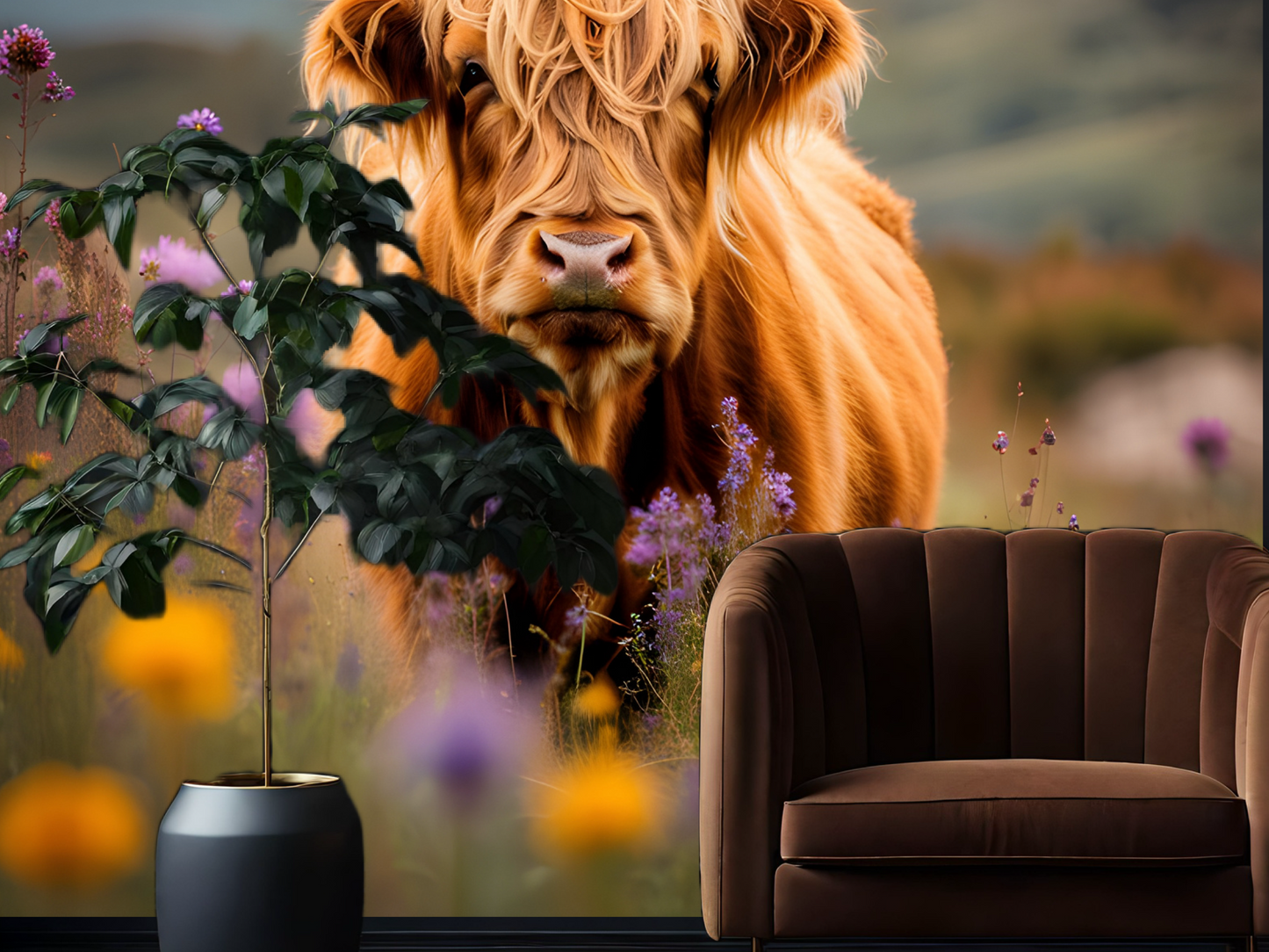 Wallpaper Bull Floral landscape