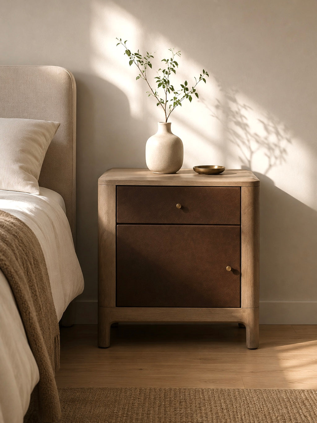 Memphis Oak Nightstand in Mocha