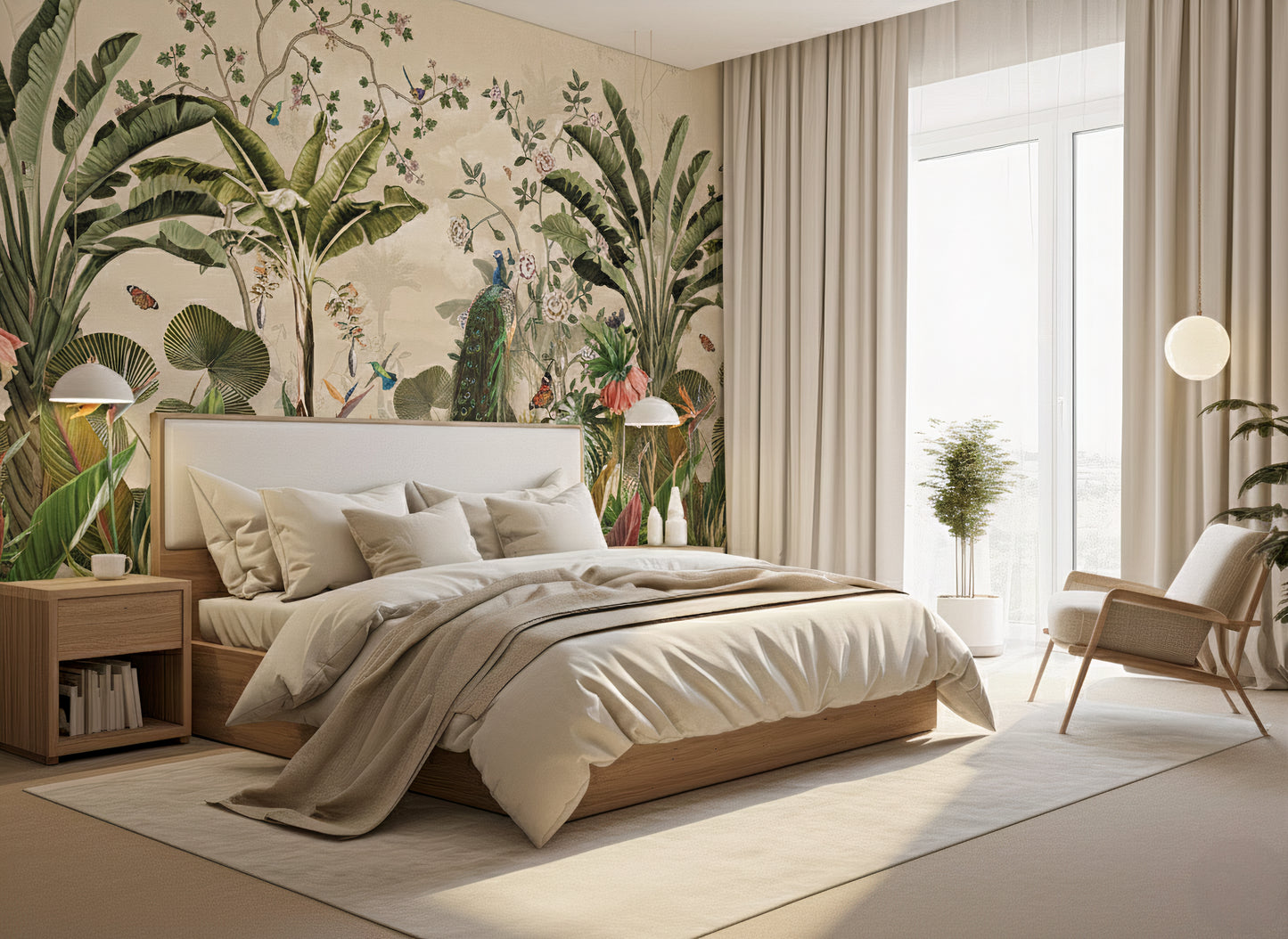 Wallpaper Peacock Strelitzia Mural