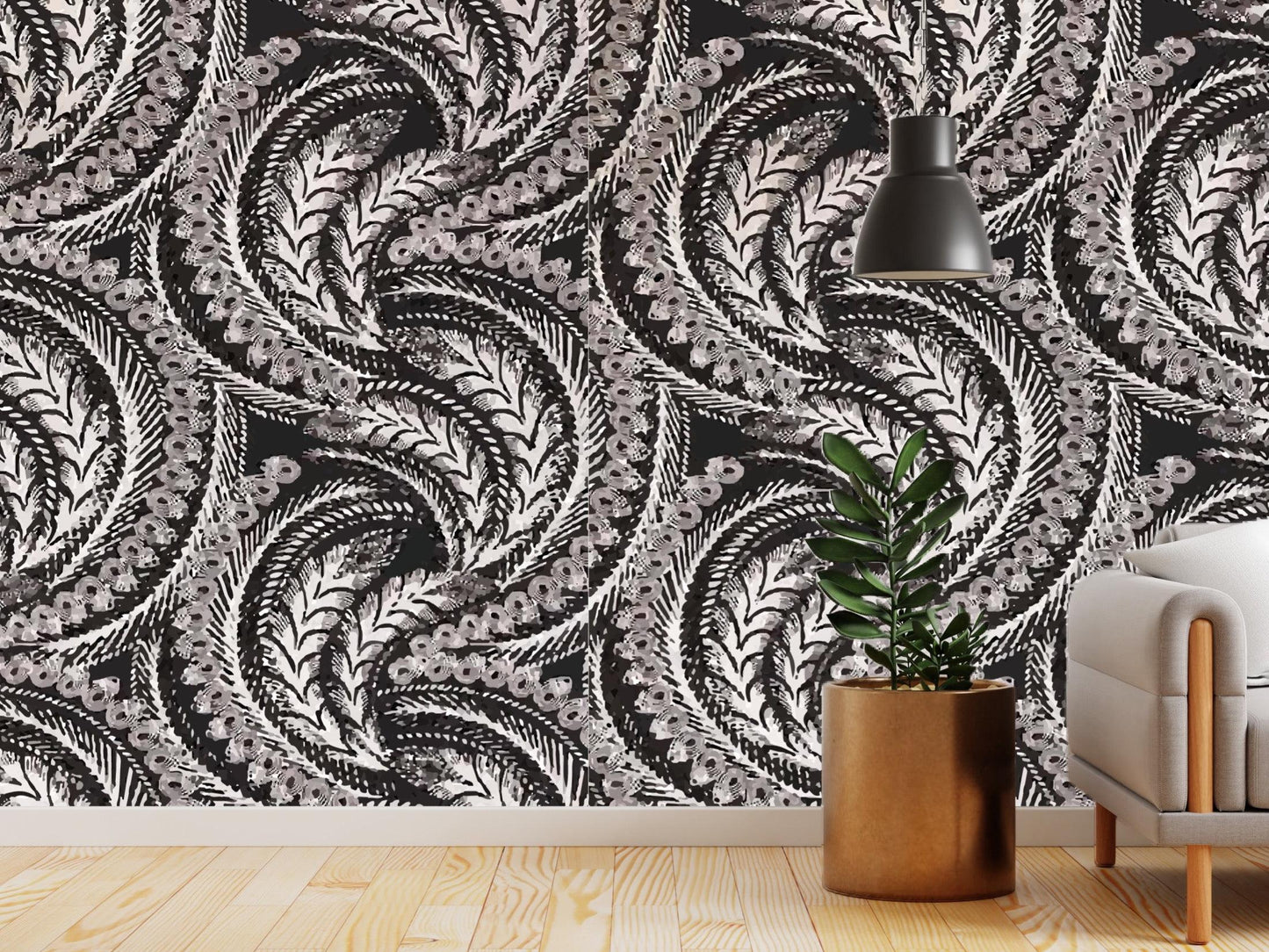 Wallpaper Geometric Feather Detail