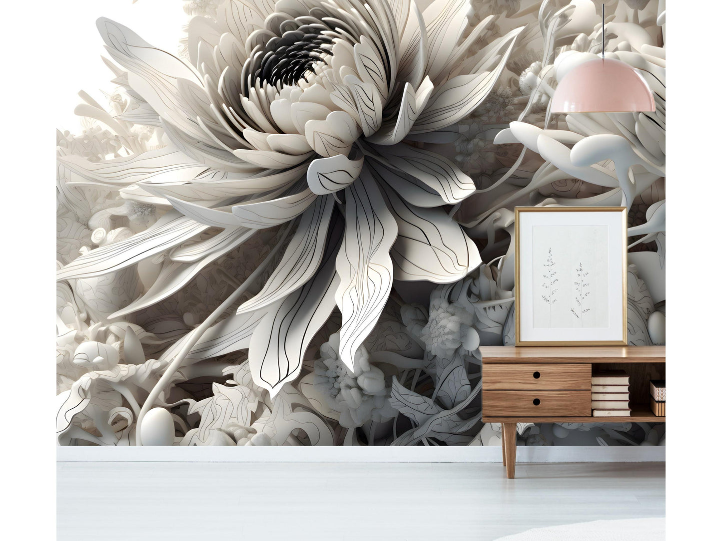 Wallpaper 3D Floral line detail