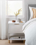 Florence Fluted Bedside Table - White