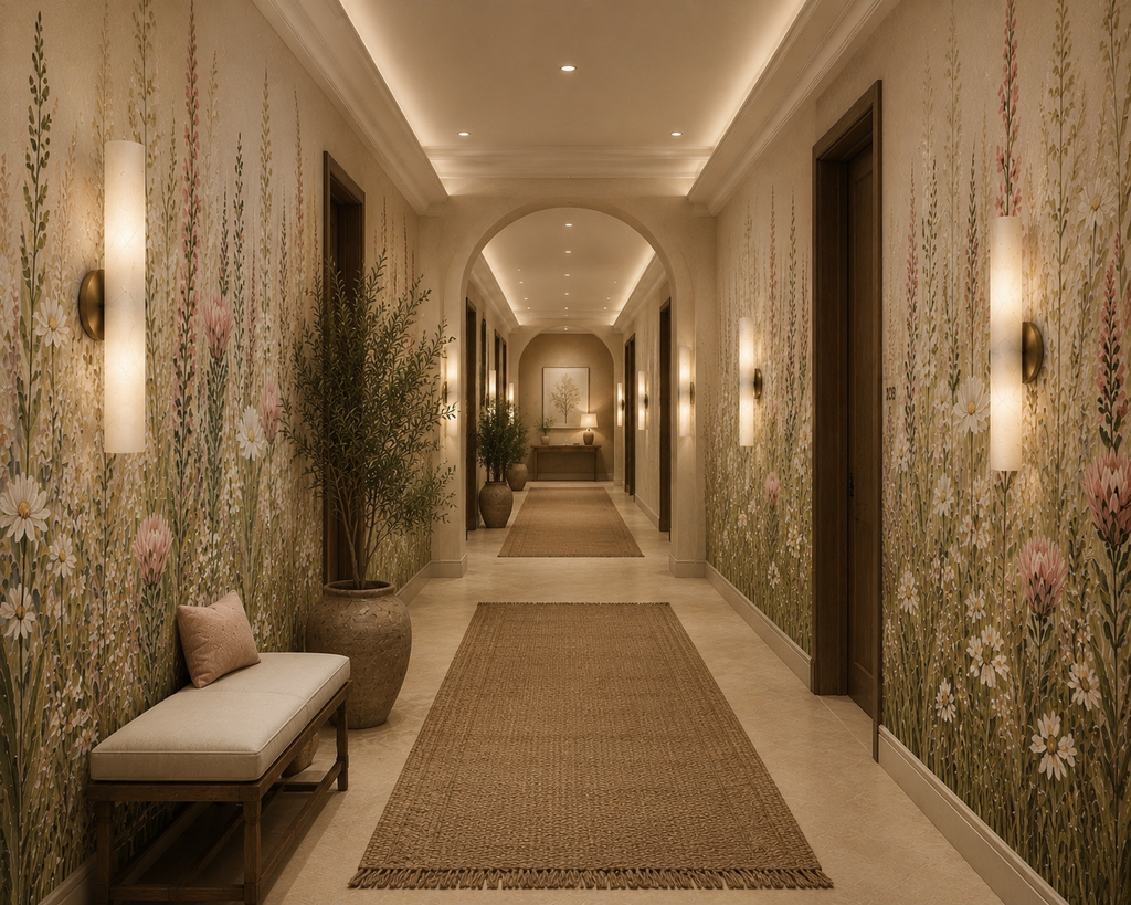 Wallpaper Petal And Stem in Blush and Linen