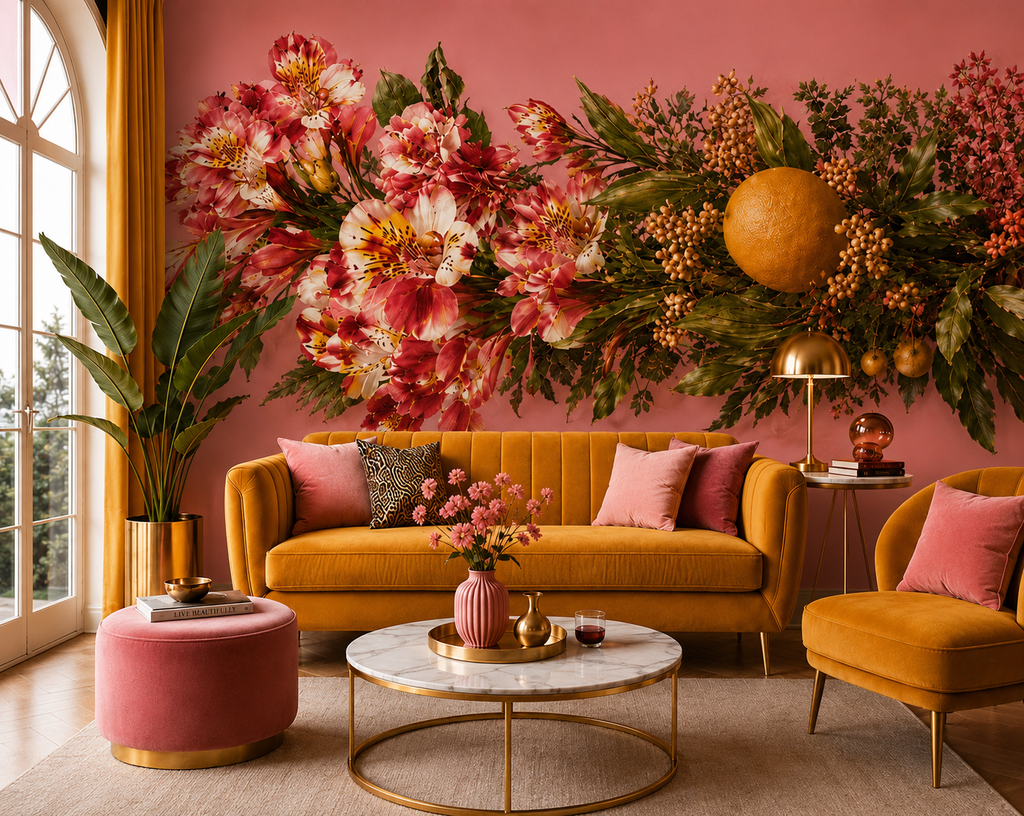 Wallpaper Golden Reverie in Midnight Botanica