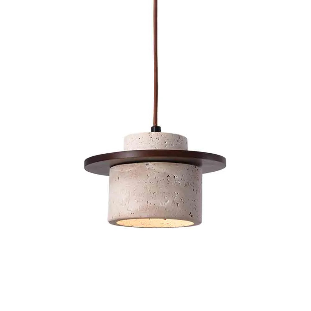 Seattle Pendant - Walnut & Travertine Marble