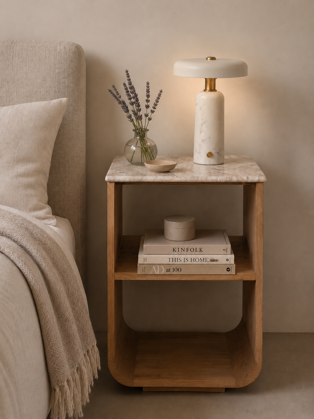 Portland Marble Nightstand in Cumin