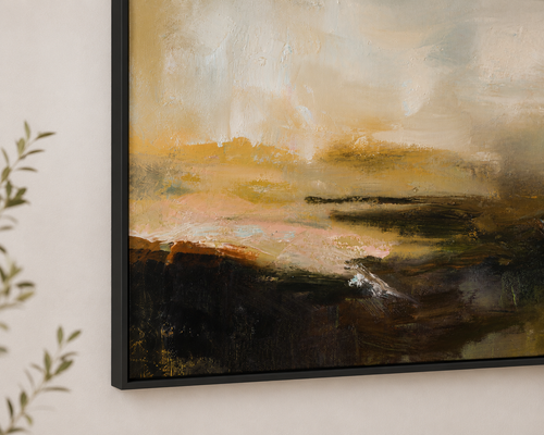 Framed Wall Art Quiet Terrain in Champagne Earth