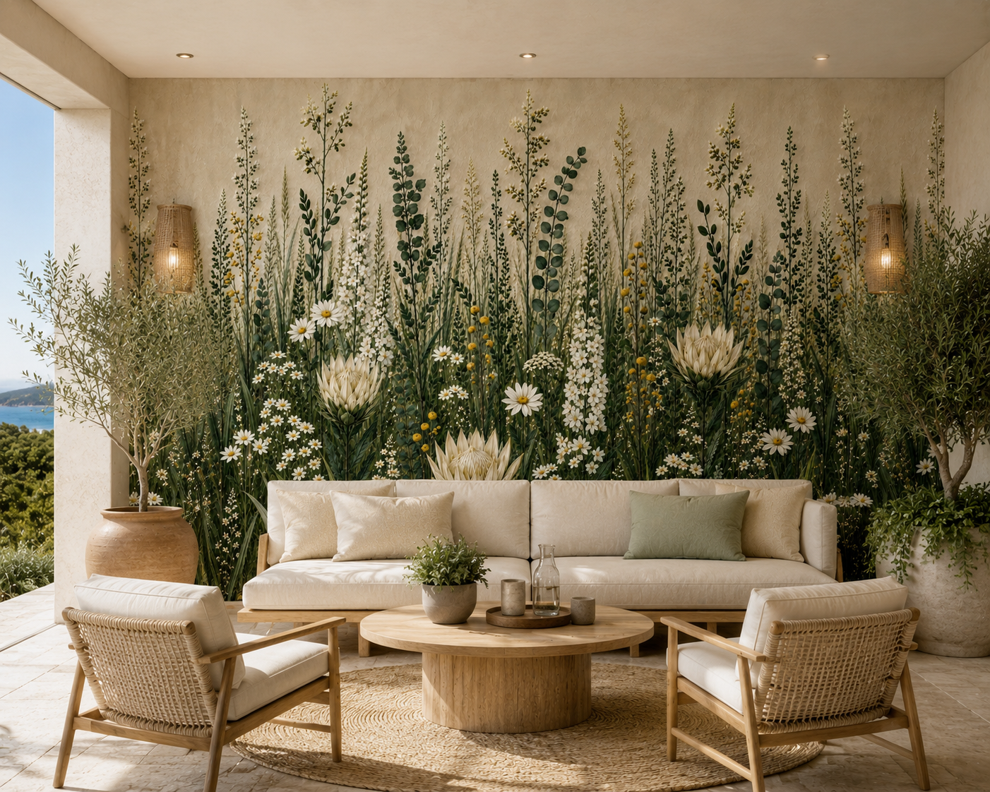 Wallpaper Protea & Prairie in Sage & Buttercream