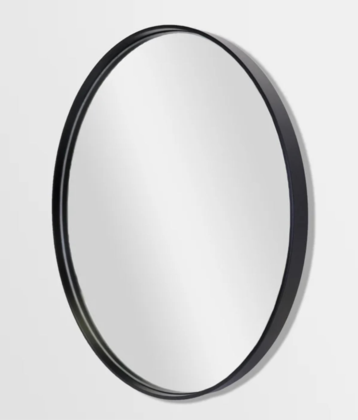Deep Frame Round Mirror Black