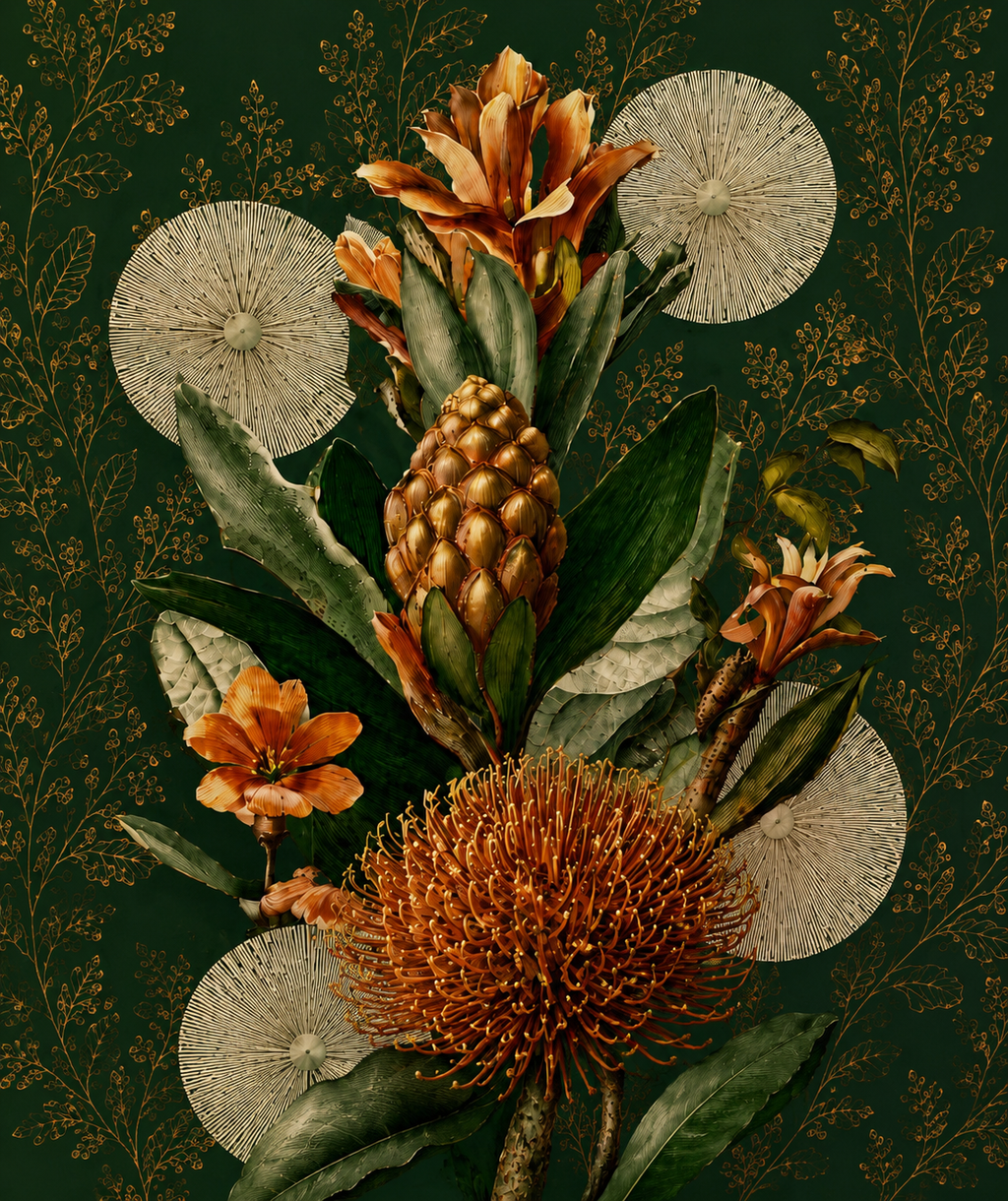 Wallpaper The Gilded Garden in Emerald Noir