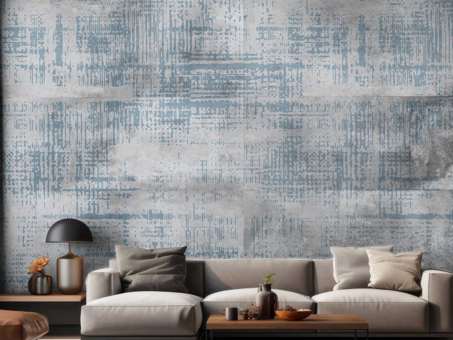 Panelled Wallpaper Blue Tapistry