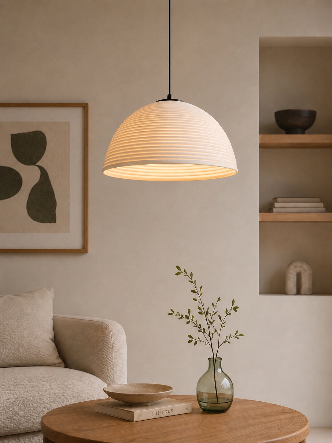 Large Rattan Tube Pendant - Coco