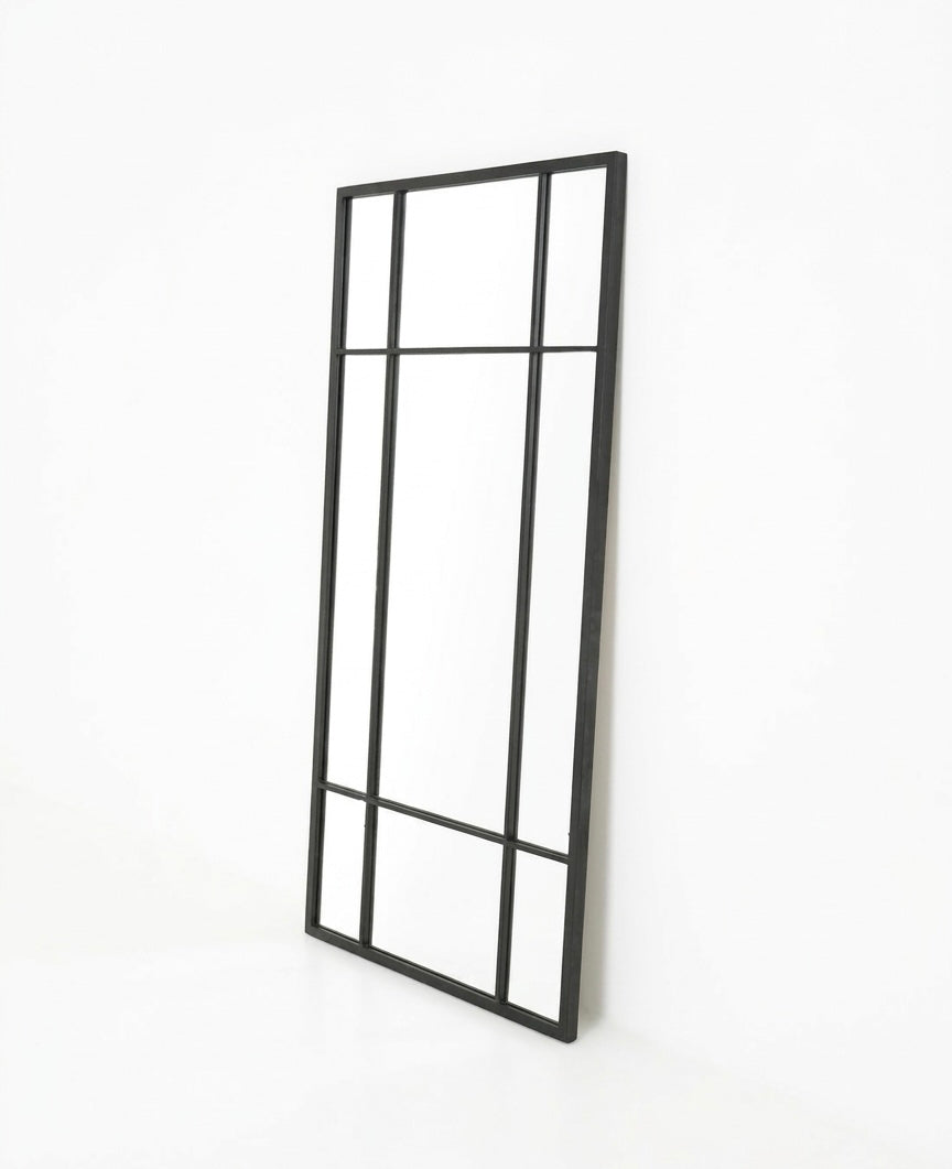 Paned Full Length Mirror - Black