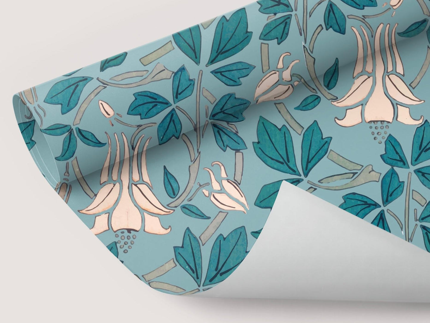 Wallpaper Floral Teal