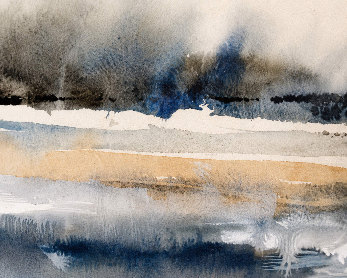 Wall Art Azure Stillness - Slate Blue & Oyster