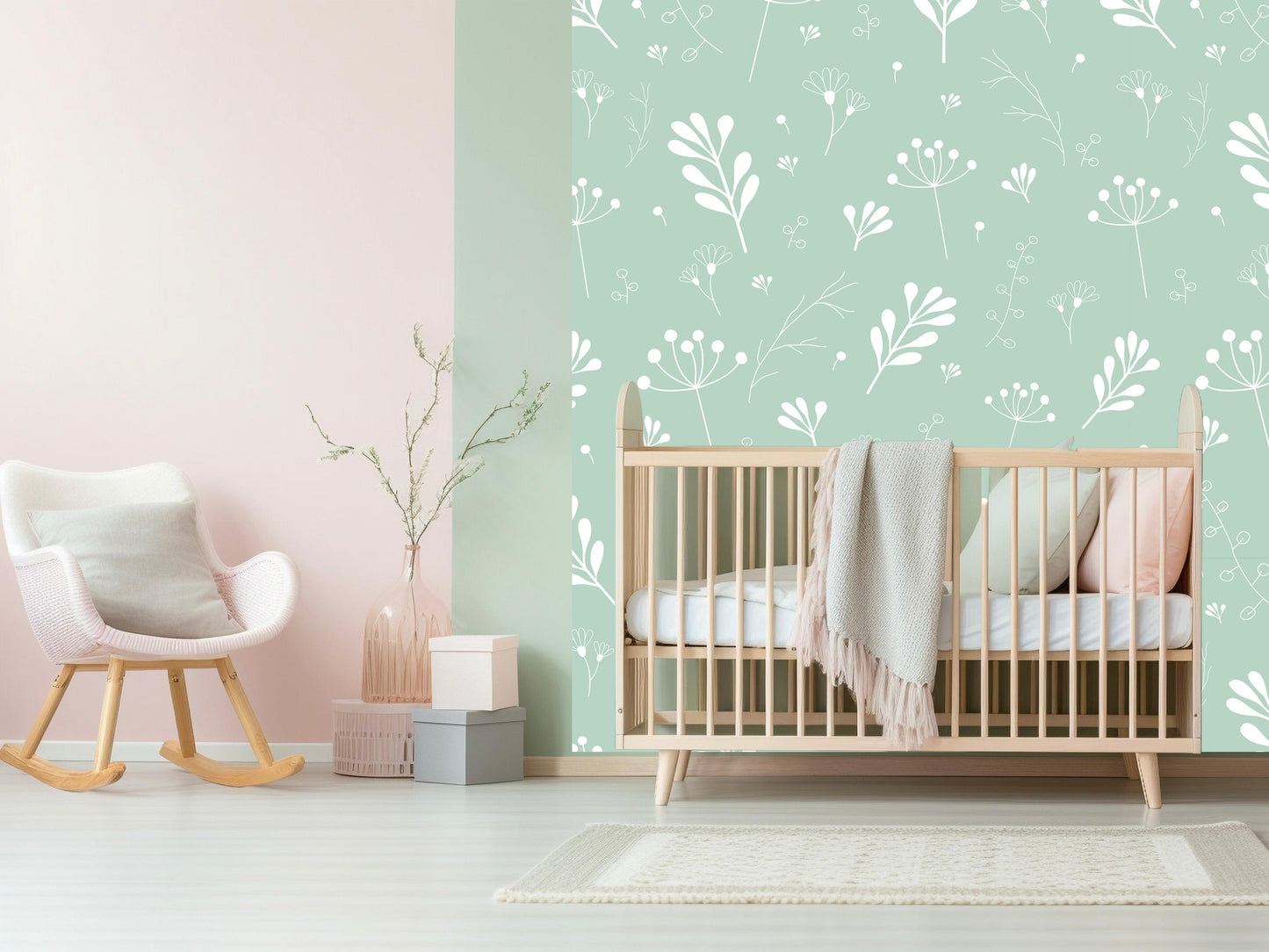 Wallpaper leafy turquoise