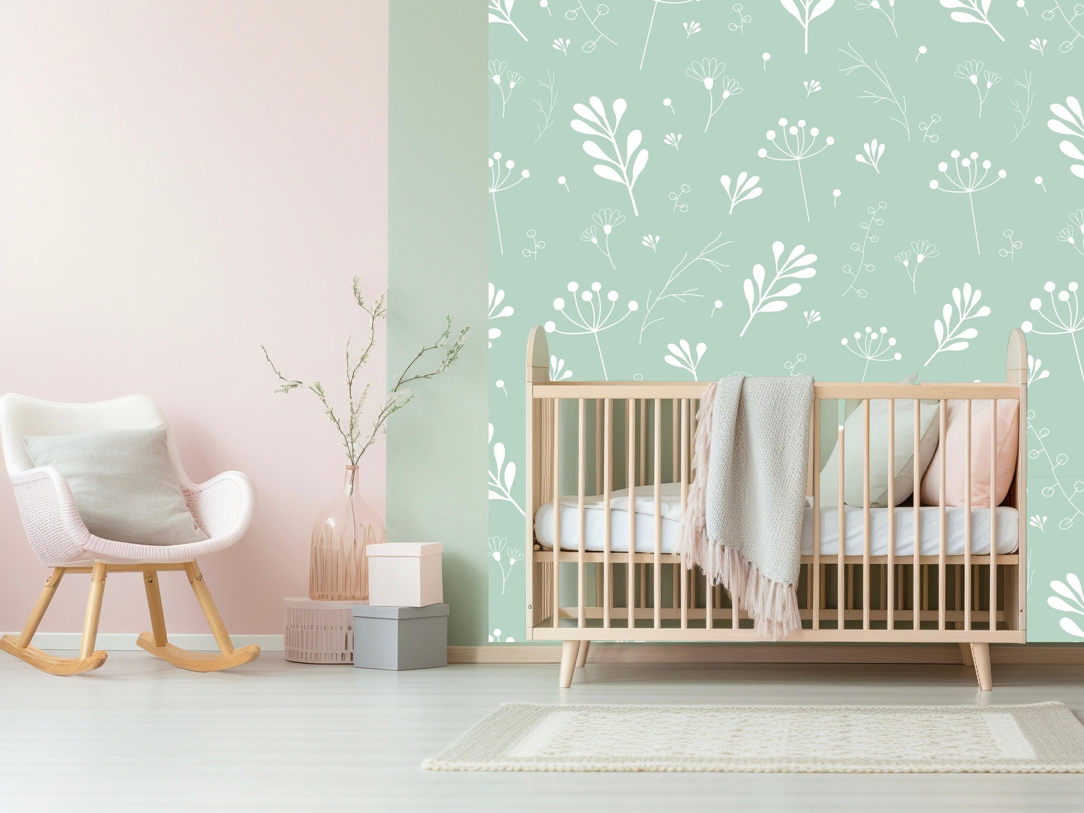 Wallpaper leafy turquoise