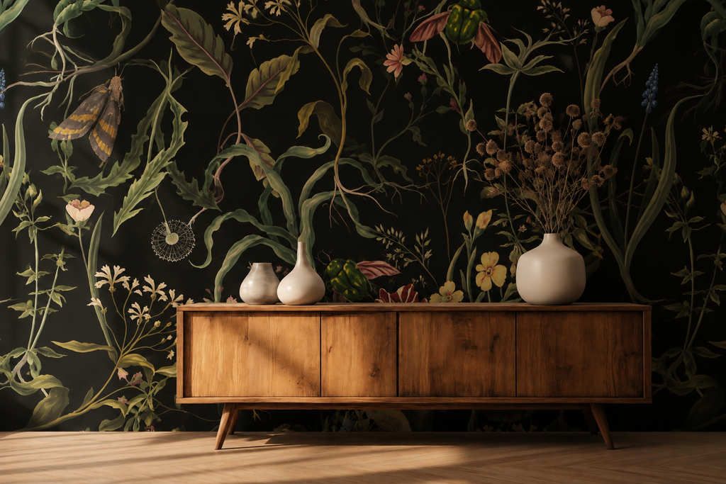 Wallpaper Nocturne Garden in Obsidian