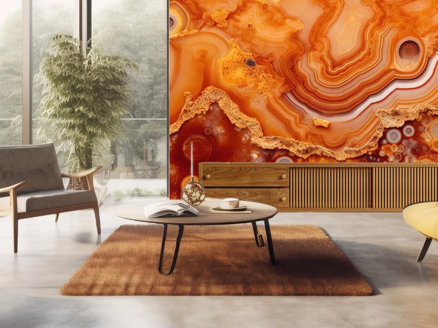 Wallpaper Marble Burnt Orange