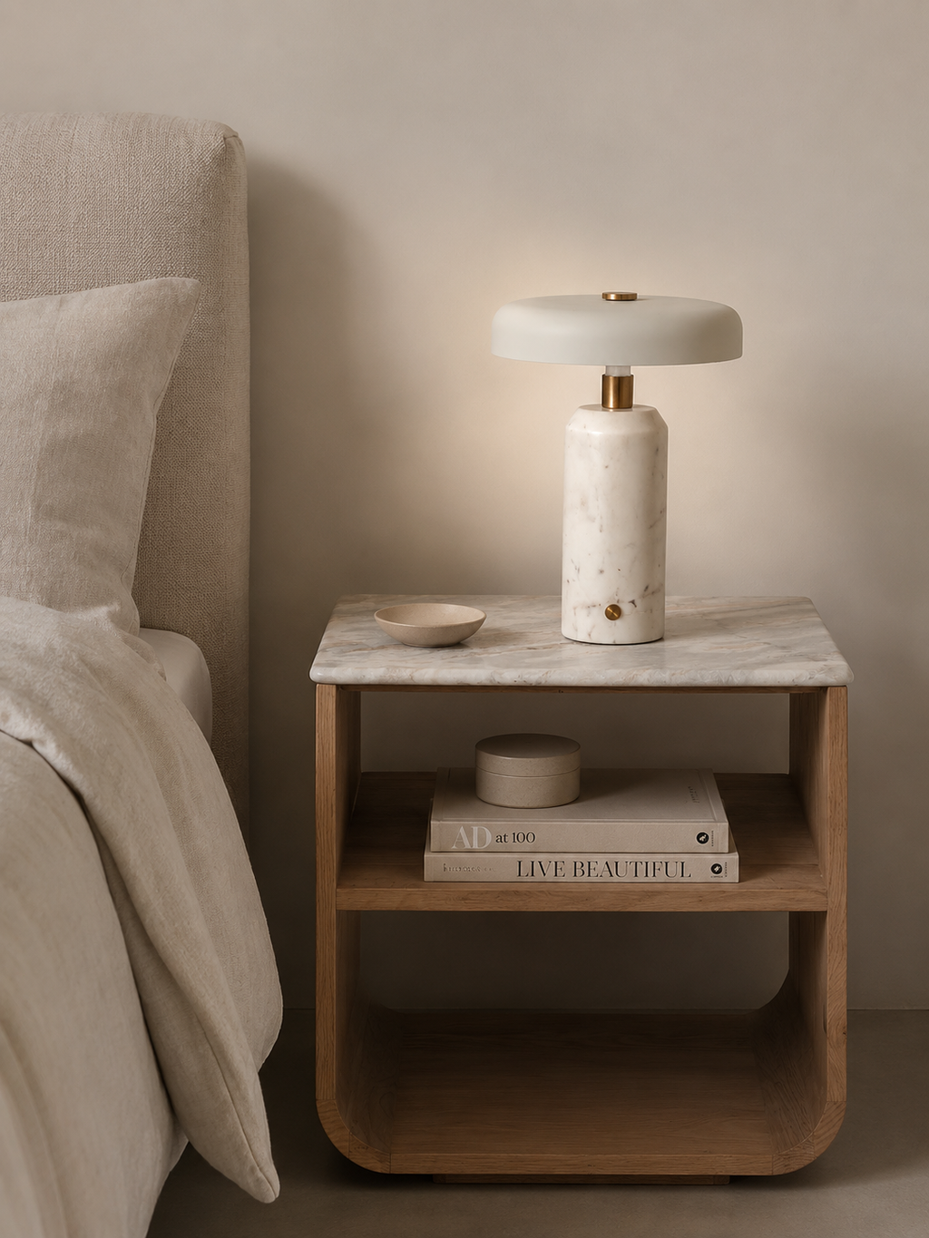 Portland Marble Nightstand in Cumin