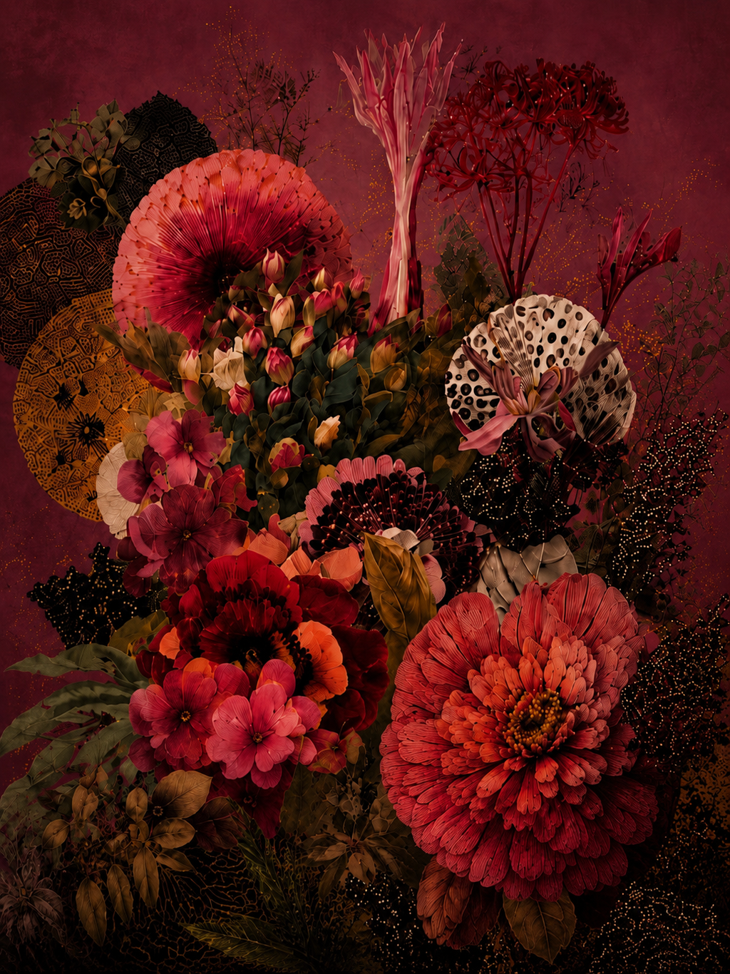 Wallpaper Fleur Majesté in Rose Opulence
