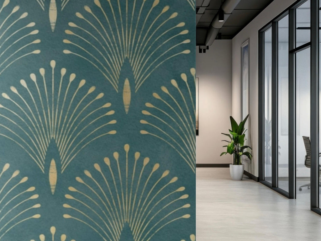 Panelled Wallpaper Peacock Feather - Ocean