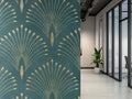 Panelled Wallpaper Peacock Feather - Ocean