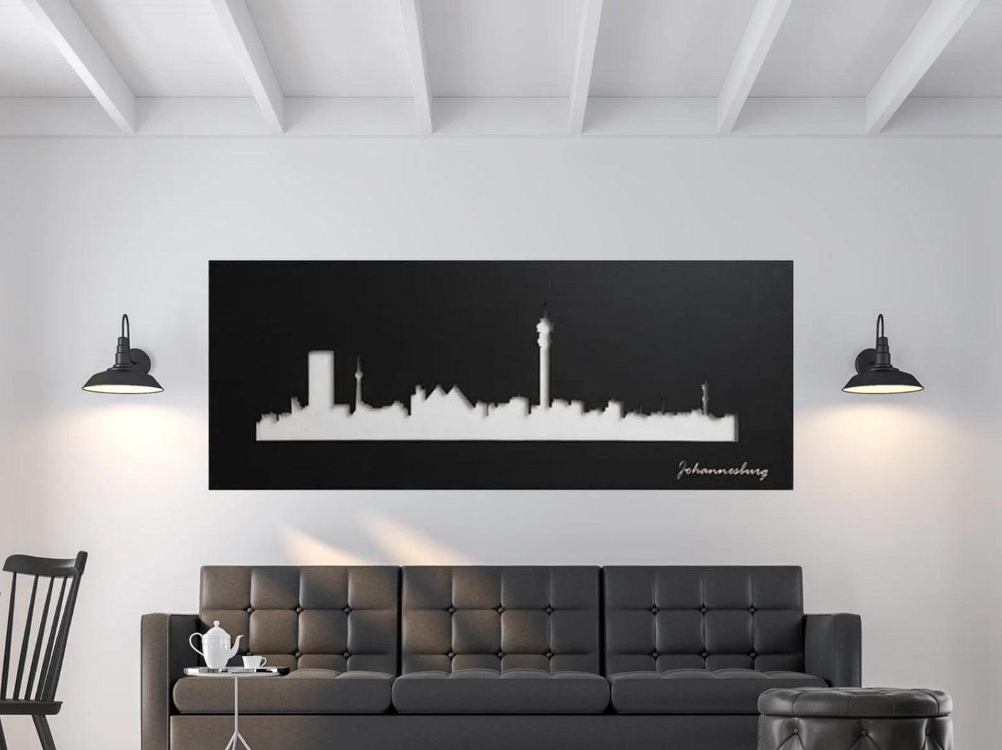 Joburg skyline wall art black 