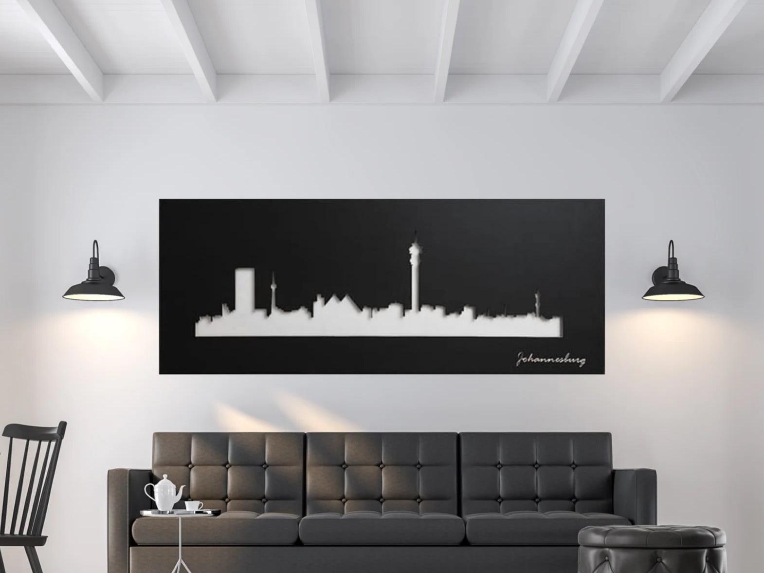 Joburg skyline wall art black 