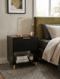Florence Fluted Bedside Table - Pepper