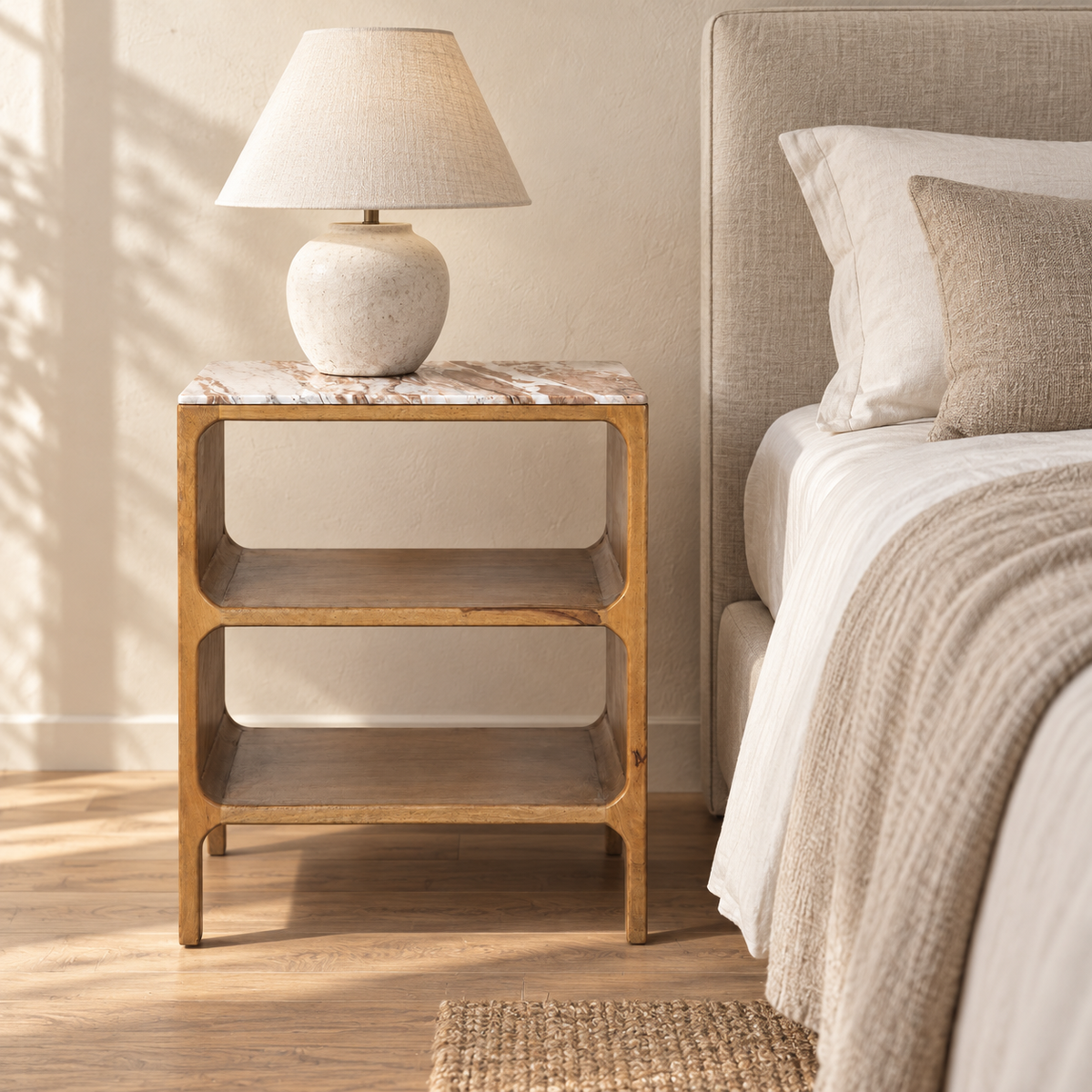 THE SOLENNE MARBLE-TOP NIGHTSTAND