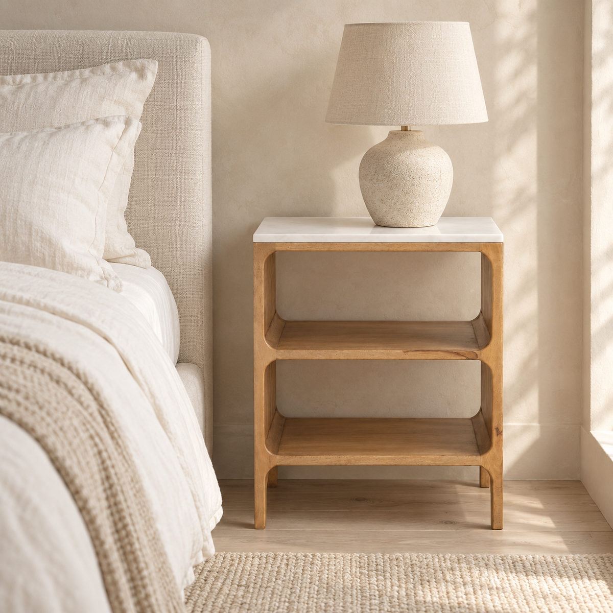 THE SOLENNE MARBLE-TOP NIGHTSTAND