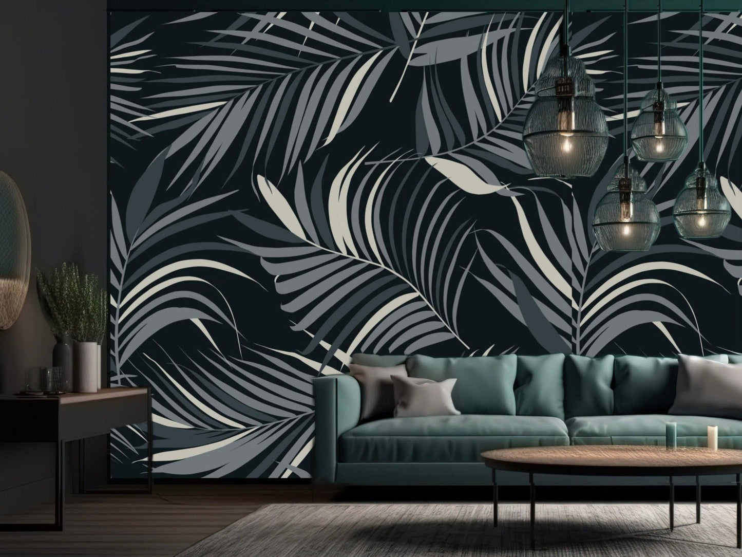 Wallpaper Palm Leaf Multi green