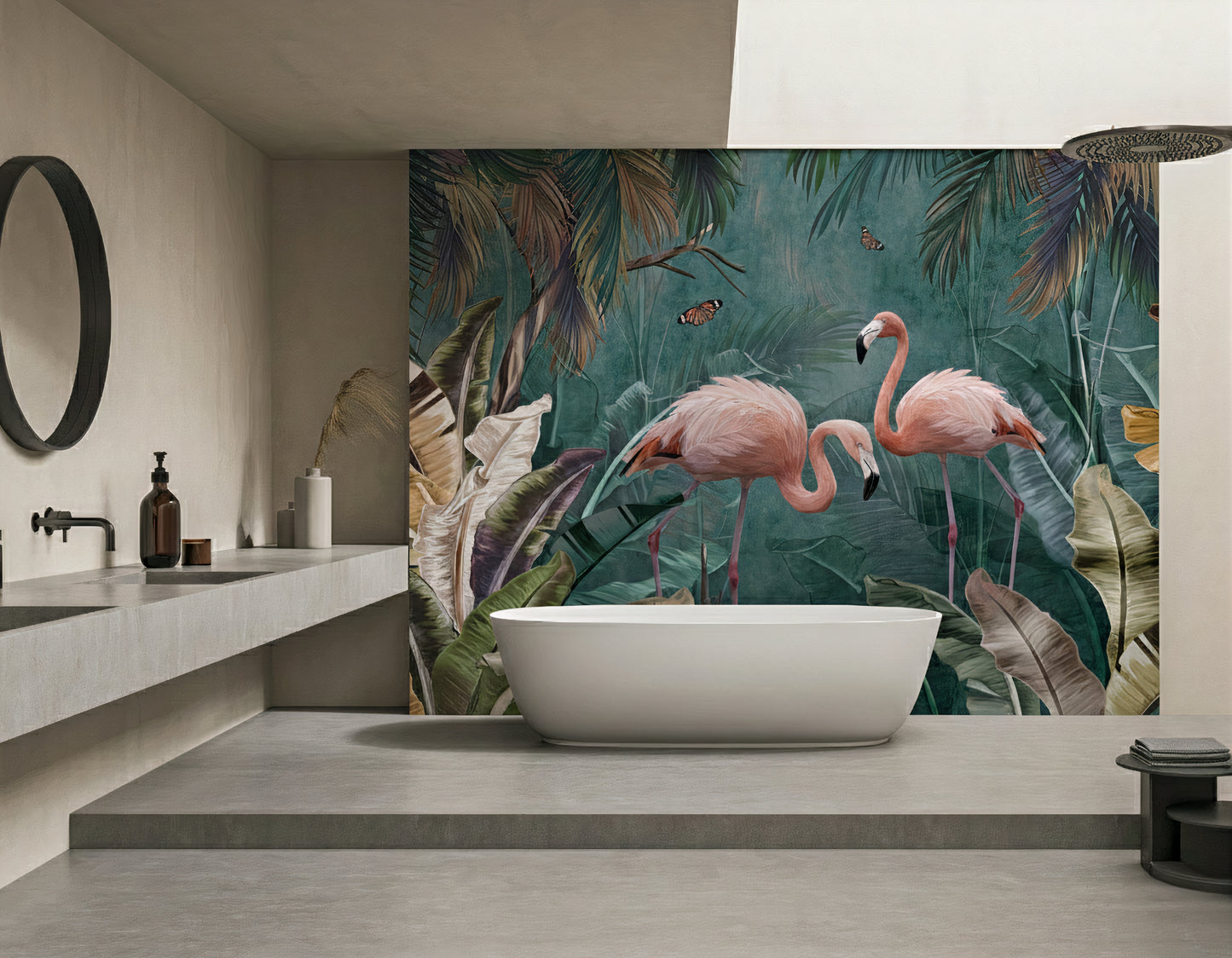Wallpaper Emerald Flamingo Oasis