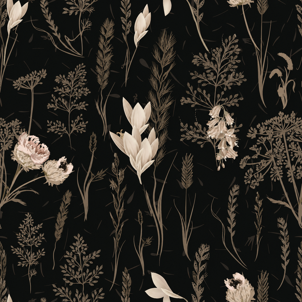 Wallpaper Gathered in Carbon & Petal
