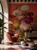 Wallpaper Birdsong Botanica in Orchid Sunset